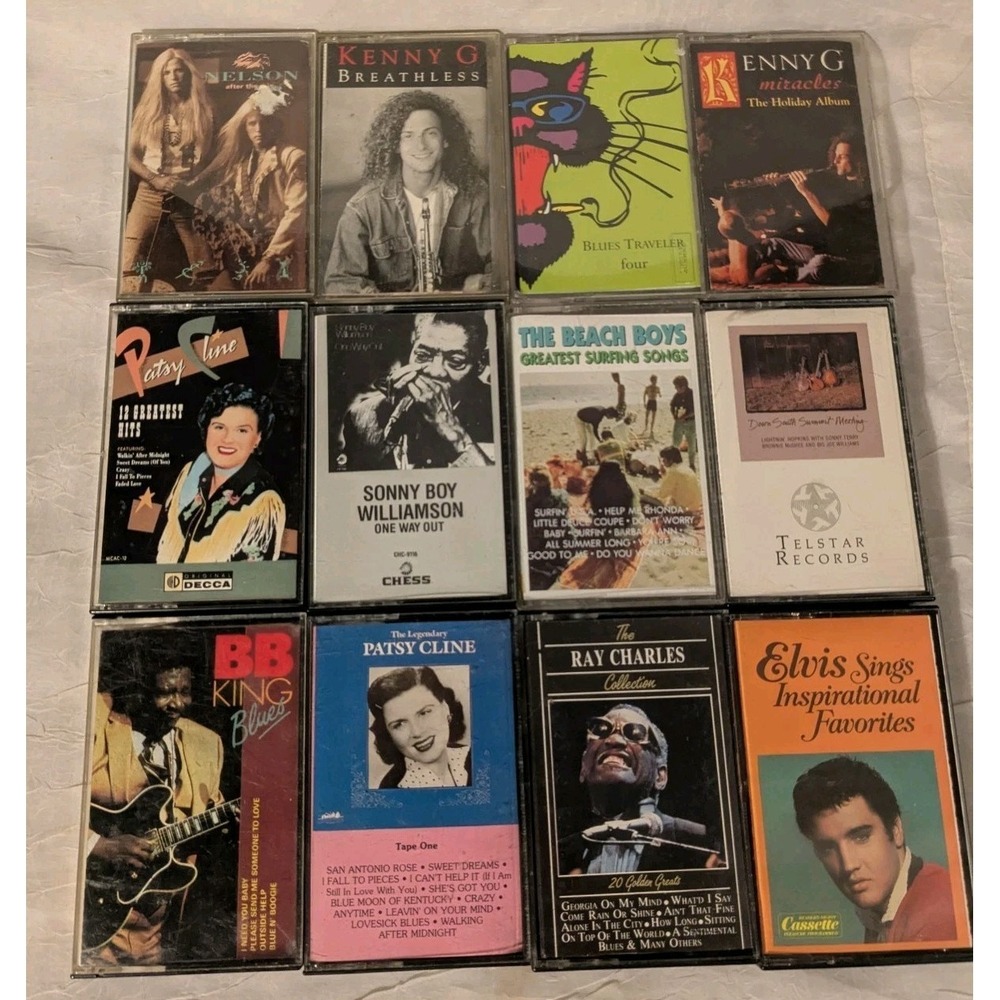 Lot Of 12 Cassettes Tapes Blues Jazz Country Pop Chess Music 1960s - 1990s Vtg
